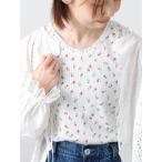 tシャツ 花柄パターンメッシュレース付ノースリーブ レディース