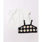  ансамбль [ ссылка ] цветок вязаный бюстье & туника 2P комплект Kids ребенок одежда девочка 