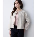コート アウター ノーカラージャケット「裾を絞ってブルゾン風に。」 レディース