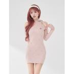 ワンピース キルティングビジューニットミニワンピース