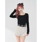 ニット セーター エンブロイダリーシグネチャーDRビジューニットトップス レディース