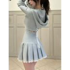 ショッピングミニドレス ワンピース レースドッキングプリーツミニワンピース