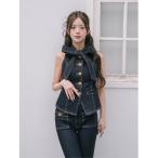 ベスト ジレ DDボタンリボンデニムトップス レディース