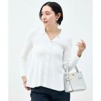 カーディガン 「手洗い可能」リブフレアスキッパーポロ襟カーディガン レディース