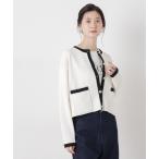 カーディガン 洗濯機洗可バイカラーニットジャケットカーディガン(セットアップ可) レディース