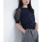 ニット セーター 透かし編みスリーブニット レディース