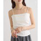 キャミソール パット付きサイドギャザードットキャミソール