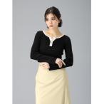 ニット セーター 配色ヘンリーネックニッ