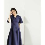 「NATURAL BEAUTY BASIC」 半袖ワンピース SMALL ネイビー レディース