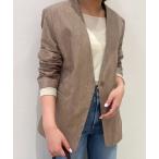 ジャケット ノーカラージャケット メランジュヘリンボーンカラーレスジャケット レディース