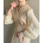 「junoah」 長袖ワンピース MEDIUM ライトベージュ レディース