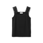 タンクトップ ノースリーブ スクエアレースタンクトップ レディース