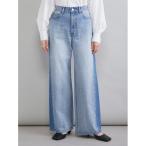 ジーンズ デニム デニムパンツ ブロックカラーバギーフレアデニム レディース
