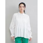ブラウス シャツ シャツ衿ギャザーチュニックブラウス レディース