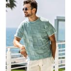 tシャツ 1PIU1UGUALE3 RELAX(ウノピゥウノウグァーレトレ リラックス)ブロックニット半袖Tシャツ メンズ