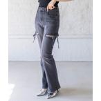  джинсы Denim Denim брюки [ низкий рост соответствует | размер развитие есть ] боковой разрез лента имеется flair Denim брюки женский 
