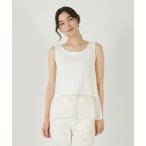 タンクトップ ノースリーブ 「コットンフライス＋リーフレースタンクトップ」 レディース