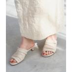 サンダル 4cmオブリークギャザーミュールサンダル レディース