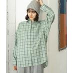 ショッピングネルシャツ 「niko and...」 長袖ネルシャツ BIG(L) グリーン レディース