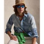 シャツ クラシック フィット パッチワーク シャンブレー シャツ メンズ