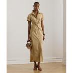 シャツワンピース ツイストフロント コットンブレンド シャツドレス