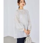 ブラウス シャツ ダブルフロントリネン混ピンタックブラウス レディース