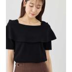 ニット セーター ケープ風ハーフスリーブプルオーバー レディース