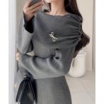 「mily bilet」 ニットワンピース X-LARGE グレー レディース