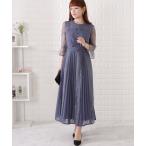 「Lace Ladies」 7分袖ワンピース S ブルーグレー レディース