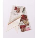 スカーフ バンダナ スタックド タビー バッグ プリント シルク スキニー スカーフ レディース