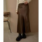 「LAULEN」 ロングスカート L ブラウン レディース