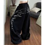  тренировочный брюки джерси [26 год весна лето новый продукт ] стразы Logo кромка do Lost широкий тренировочный брюки женский 