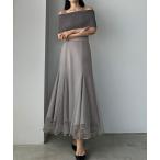 「Louere」 フレアスカート MEDIUM ライトグレー レディース