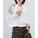 カーディガン EGLANTINE 襟付きメッシュニットカーディガン レディース