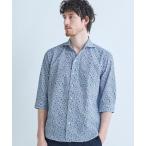 シャツ 千鳥格子xフラワープリント七分袖シャツ「吸水速乾、ストレッチ」 メンズ