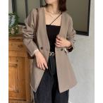 ジャケット テーラードジャケット Vネックペプラムジャケット レディース