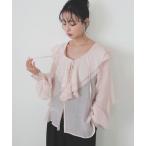 ブラウス シャツ シアーラッフルブラウス レディース