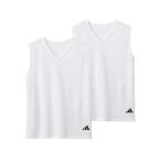 インナーシャツ 肌着 adidas/アディダス Vネックスリーブレス ワンポイントロゴ 2枚組 メッシュタイプ メンズ