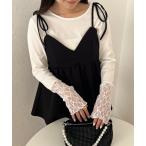 tシャツ 袖レース切替トップス レディース