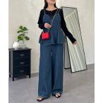 サロペット オーバーオール ペプラムデニムオールインワン レディース