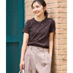 tシャツ ミニハート刺繍 リブ Tシャツ レディース