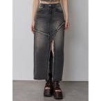 ショッピングフリンジ デニムスカート 「セットアップ対応」フリンジスリットデニムスカート