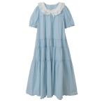 ワンピース ローン襟付きギンガムチェックワンピース