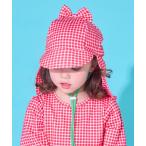 「水着/UVカット」総柄リボンスイムキャップ(チェック柄)