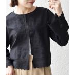 カーディガン SHIPS any:「手洗い可能」リネンミックス ハシゴレース シャツ カーディガン レディース