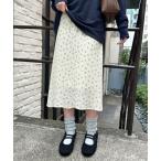 スカート 「umm./花柄＆無地」生地シャーリングスカート