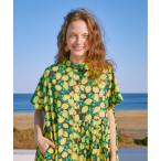 ワンピース プリントアシンメトリープリーツワンピース