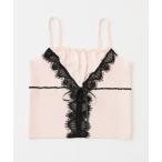 キャミソール 「セット対応」配色レースニットビスチェ