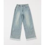 ジーンズ デニム デニムパンツ 「サイズ展開あり」レースポケットワイドパンツ レディース