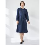 ショッピングシャツワンピース ワンピース ノーカラーデニムシャツワンピース